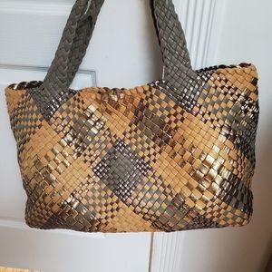 Falor made in Italy leather woven tote